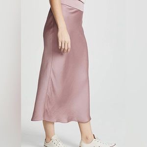 Free People Pink Satin Midi Skirt Size 2